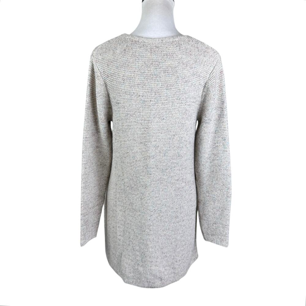 J. Jill Pure Jill Neutral Gray Speckled V-neck Long Sleeve Knit Tunic Sweater - Picture 4 of 13